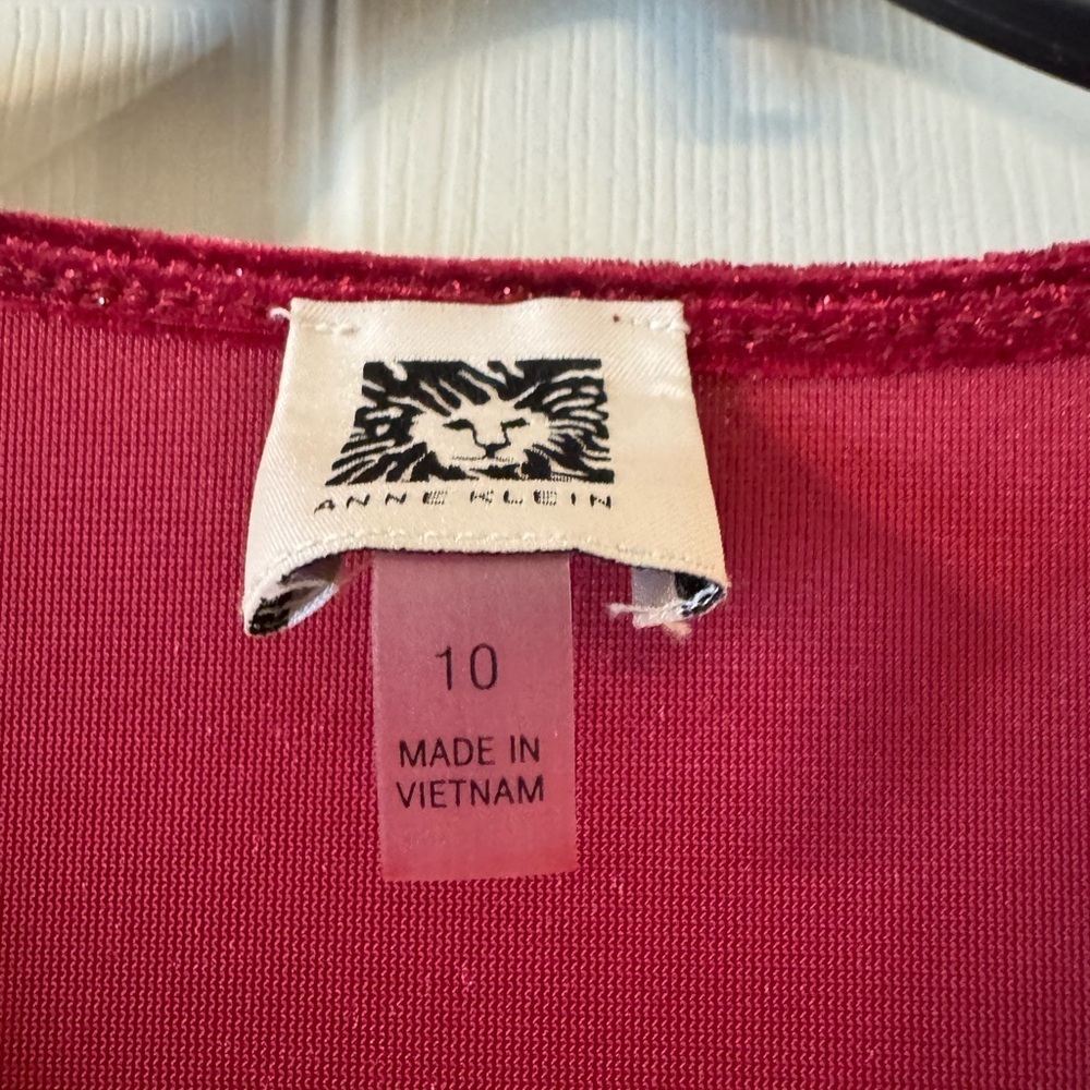 Anne Klein Burgundy/Red Long Sleeve shimmer Dress sz 10 - Picture 5 of 6
